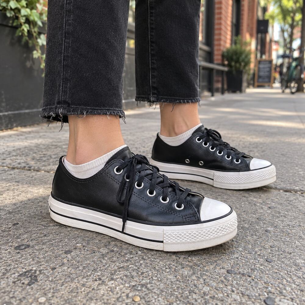 Converse Chuck Taylor Sz 9 All Star Lift Platform Leather Low Top Sneakers